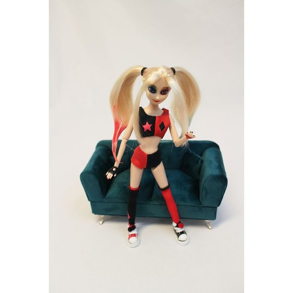 Custom Harley Quinn Repaint Art Doll Elsa OOAK - Picture 4 of 12